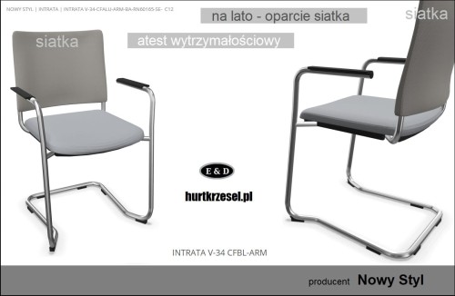krzesło konferencyjne INTRATA V34 Nowy Styl, siatka, podłokietniki, płoza