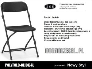 Krzesło składane, POLYFOLD, Nowy Styl,  mocne, atesty , CLICK ustwianie w rzędy C22