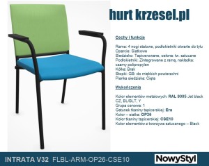 Krzesło do stołu konferencyjnego INTRATA  V32 ARM, Nowy Styl wygodne, atest REMODEX, siatka 4L  FL C10