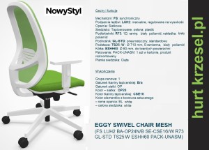 EGGY ,  Nowy Styl siatkowe krzesło biurowe, mechanizm synchroniczny C10