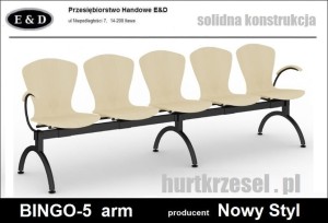 Ławka BINGO -5 arm wood, Nowy Styl, do poczekalni, wygodna, mocna, trwała 