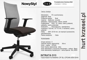 Siatkowe krzesło do biurka INTRATA O13, Nowy Styl wygodne, ergonomiczne, r20 ts25  C10.wu