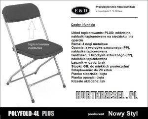 Krzesło POLYFOLD PLUS, składane, z tapicerką, mocne, atesty - Nowy Styl C22