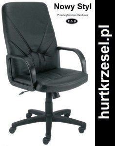 Tani fotel gabinetowy MANAGER, naturalna czarna skóra SP01, atest - Nowy Styl C10