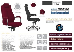 Fotel biurowy SONATA XXL HRUA, HRU  Nowy Styl, wygodny, ergonomiczny 150 kg C10