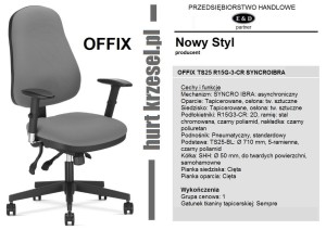 Krzesło biurowe z podłokietniakmi OFFIX Nowy Styl  atest REMODEX  R15G ibra, MPiPS 